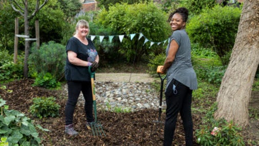 Volunteers at work in the garden at Rainham Hall